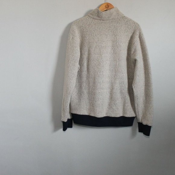 Patagonia Woolyester Fleece Jacket Full Zip Oat Navy Tan Men's Large H11922b - Picture 10 of 11